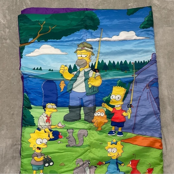 Vintage "The Simpsons" TV Show Kids Sleeping Bag Sleepovers Camping Zip Up 57x30 - Picture 4 of 11